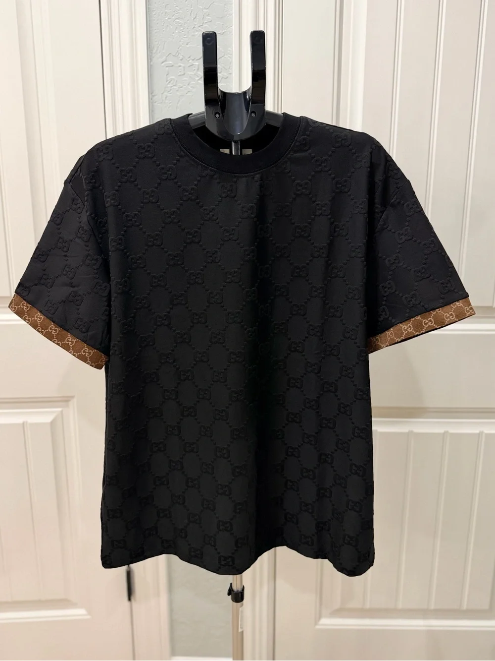 Gucci Black Tee and Shorts with Brown Logo-Trim